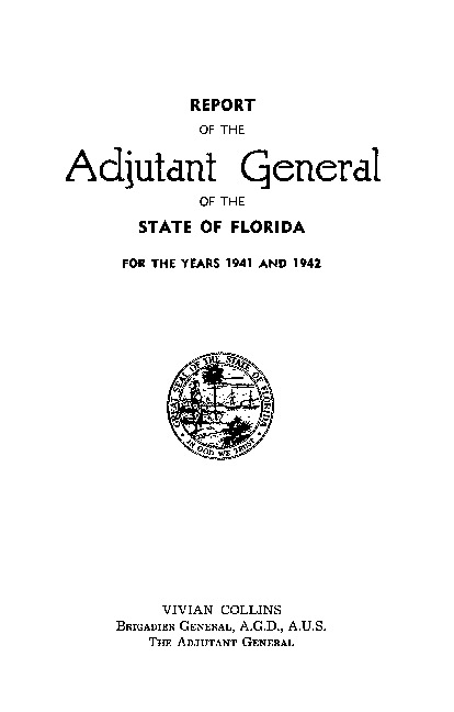 Photocopy of the title page of the Report of the Adjutant General of the State of Florida