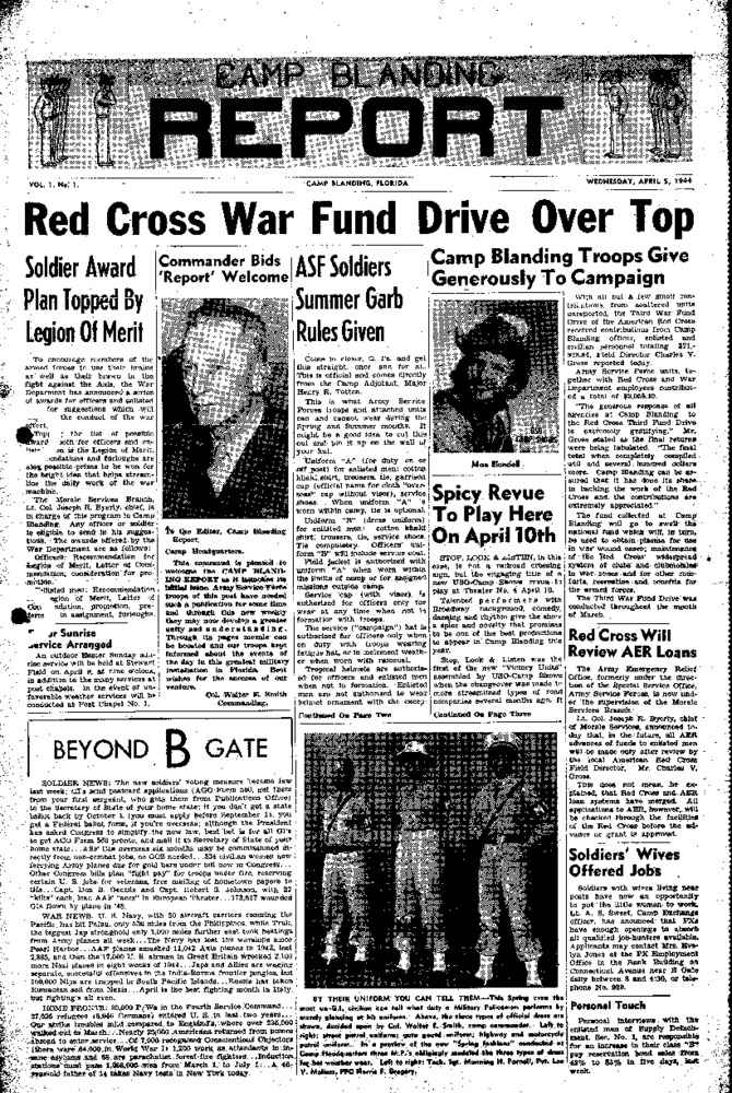 PDF photocopy of a Division newspaper from Camp Blanding.