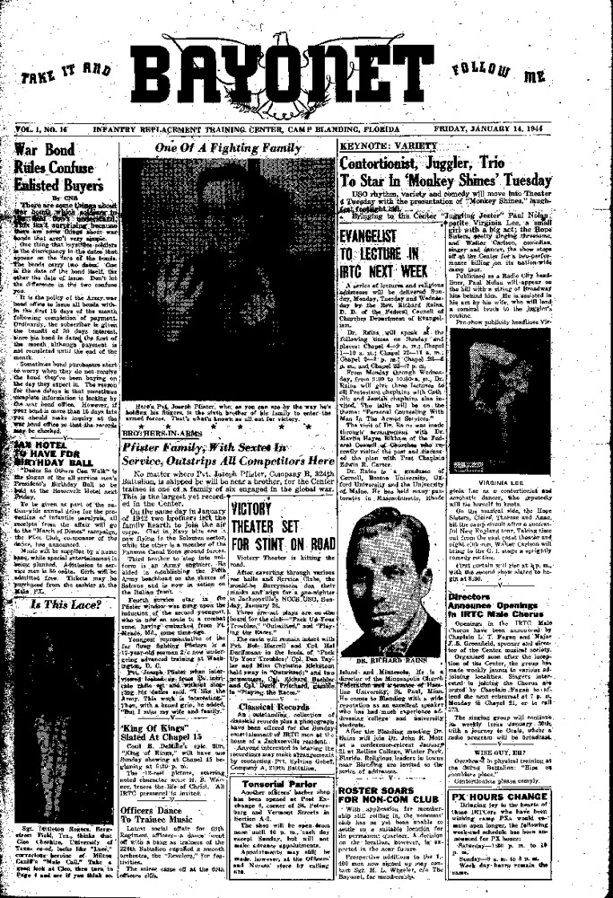 PDF photocopy of a Division newspaper from Camp Blanding.