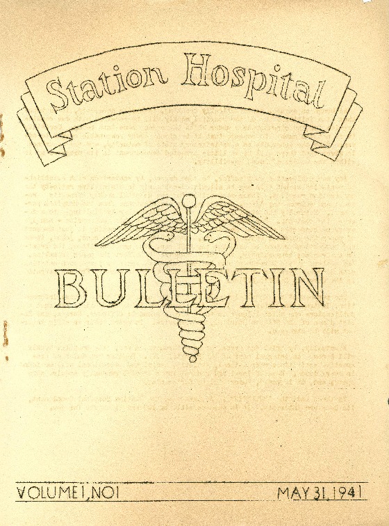 Yellowed paper PDF of a Bulletin from the Camp Blanding Hospital in black ink.