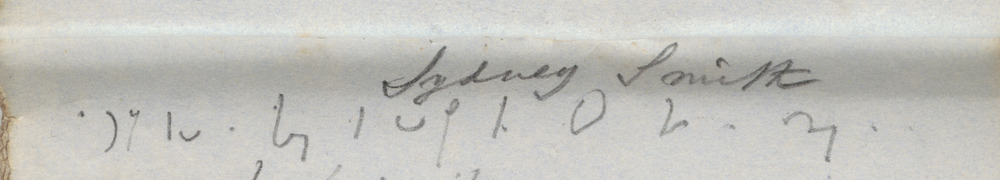 A longhand title in English reads 'Sydney Smith', followed by a line of Brachygraphy symbols.