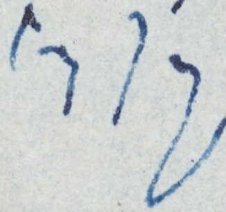 Four Brachygraphy symbols written in blue ink.